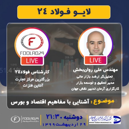 لایو فولاد۲۴ با حضور مدیر تحقیق و توسعه بازار کارگزاری آرمان تدبیر نقش جهان